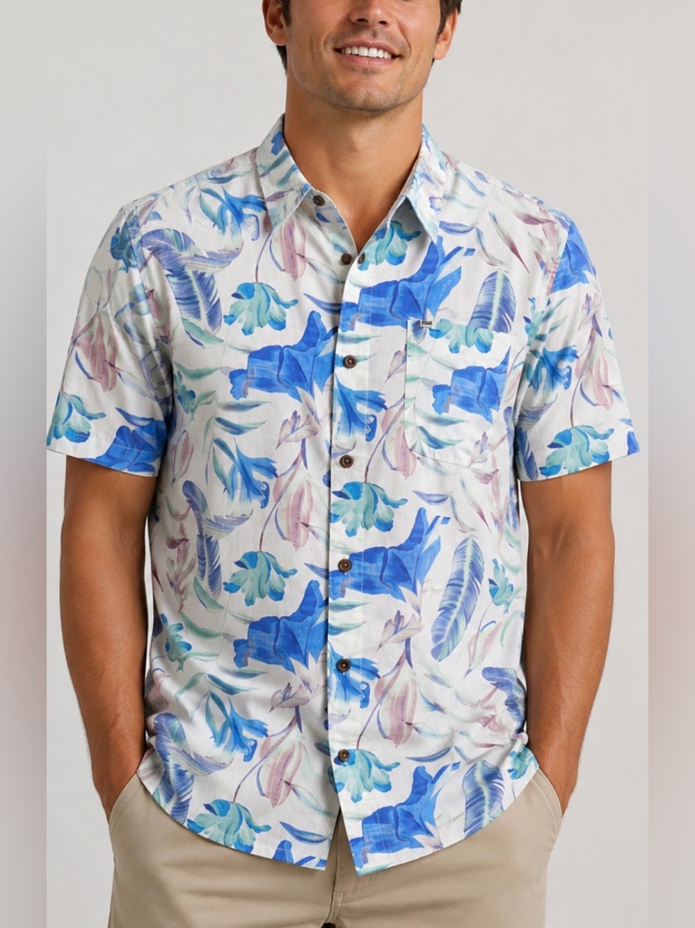 NWT!! Hurley Fat Cap Short Sleeve Woven Hawaiian Button Up Shirt Size Small